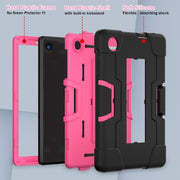 For TCL Tab 8 LE / WiFi Contrast Color Silicone Hybrid PC Tablet Case with Holder(Black Rose Red)