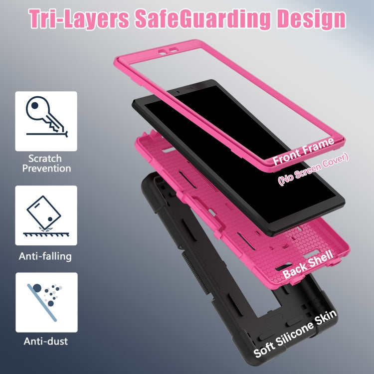 For TCL Tab 8 LE / WiFi Contrast Color Silicone Hybrid PC Tablet Case with Holder(Black Rose Red)