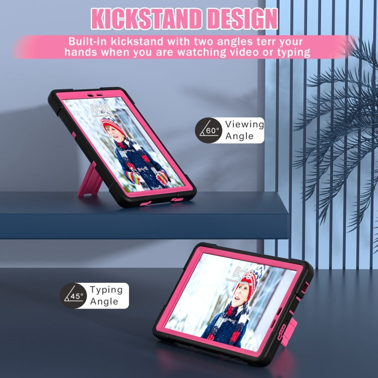 For TCL Tab 8 LE / WiFi Contrast Color Silicone Hybrid PC Tablet Case with Holder(Black Rose Red)
