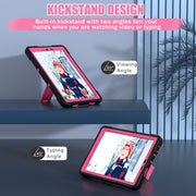 For TCL Tab 8 LE / WiFi Contrast Color Silicone Hybrid PC Tablet Case with Holder(Black Rose Red)