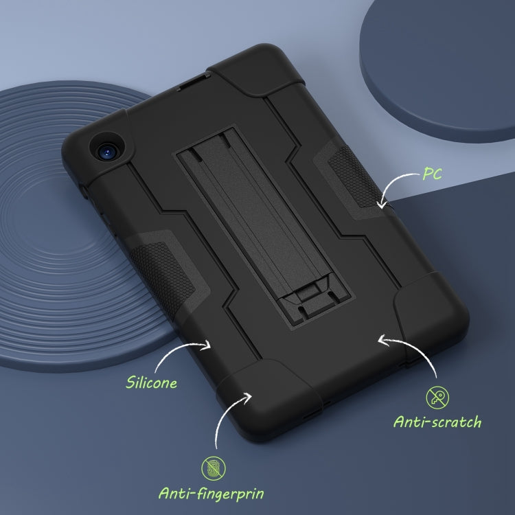 For TCL Tab 8 LE / WiFi Contrast Color Silicone Hybrid PC Tablet Case with Holder(Black)