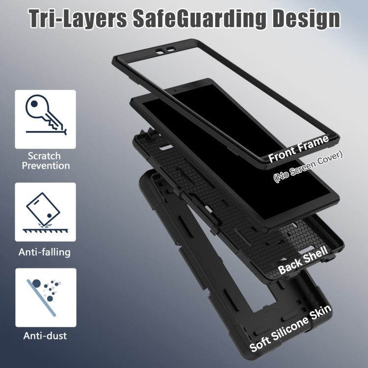 For TCL Tab 8 LE / WiFi Contrast Color Silicone Hybrid PC Tablet Case with Holder(Black)