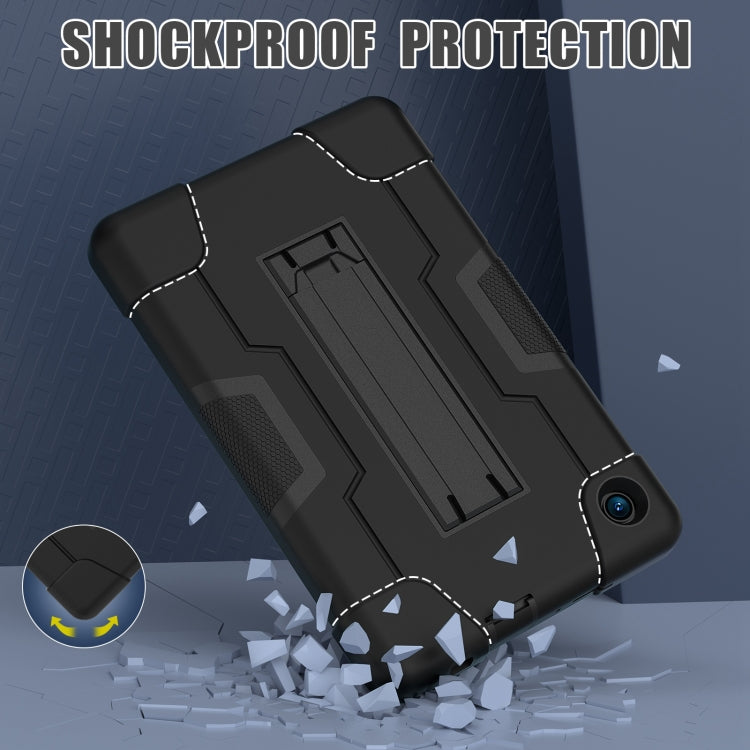 For TCL Tab 8 LE / WiFi Contrast Color Silicone Hybrid PC Tablet Case with Holder(Black)