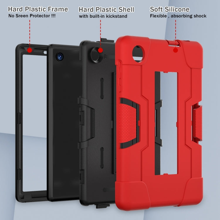 For TCL Tab 8 LE / WiFi Contrast Color Silicone Hybrid PC Tablet Case with Holder(Red Black)