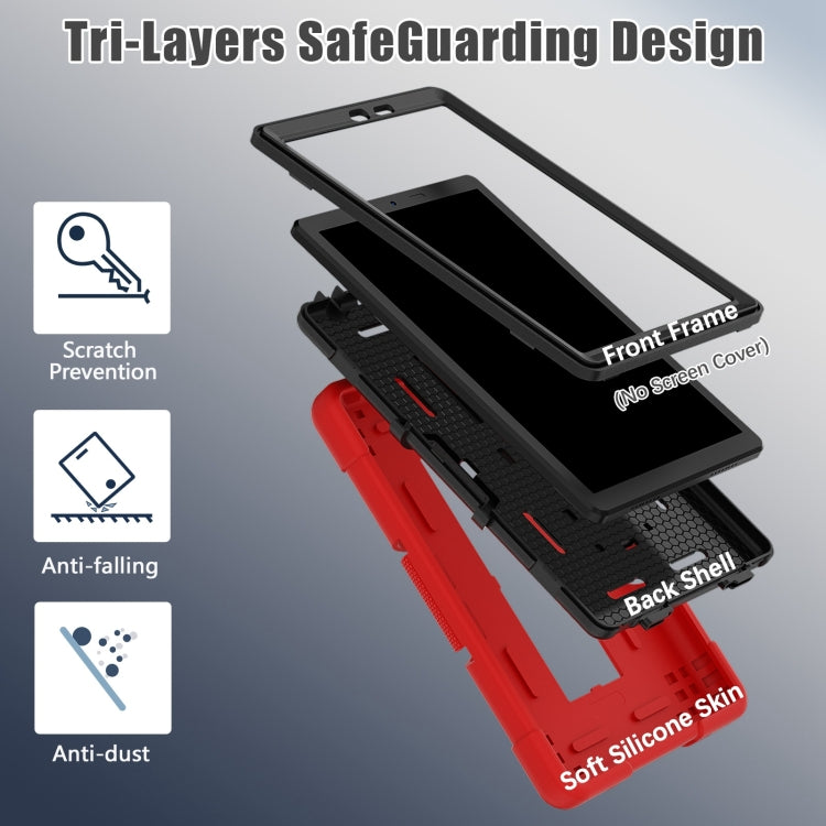 For TCL Tab 8 LE / WiFi Contrast Color Silicone Hybrid PC Tablet Case with Holder(Red Black)