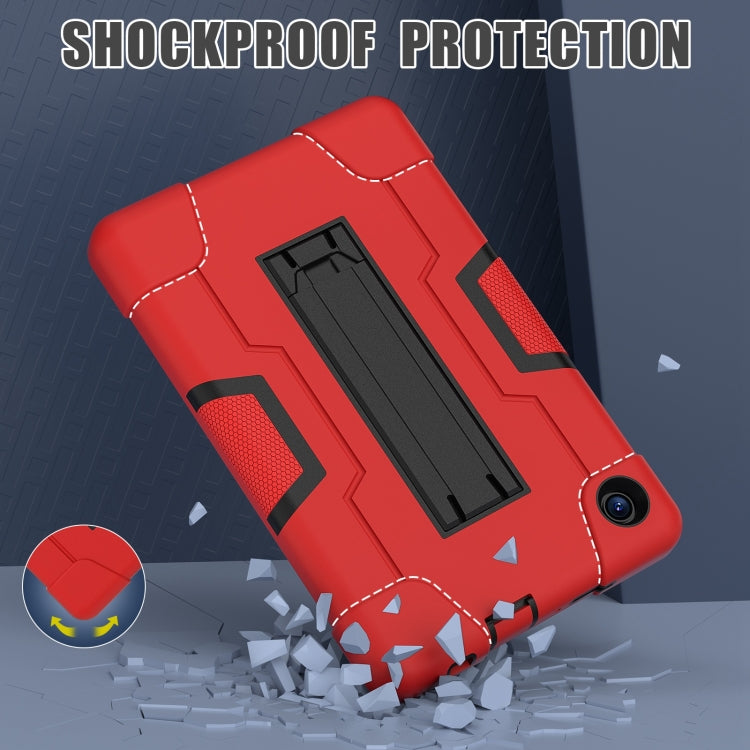 For TCL Tab 8 LE / WiFi Contrast Color Silicone Hybrid PC Tablet Case with Holder(Red Black)