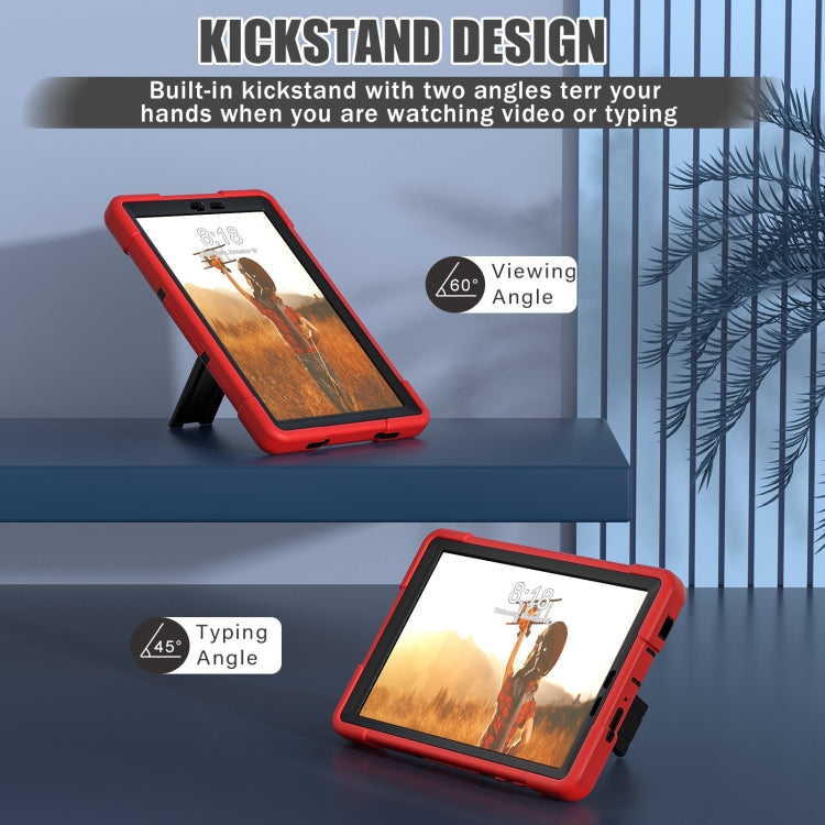 For TCL Tab 8 LE / WiFi Contrast Color Silicone Hybrid PC Tablet Case with Holder(Red Black)