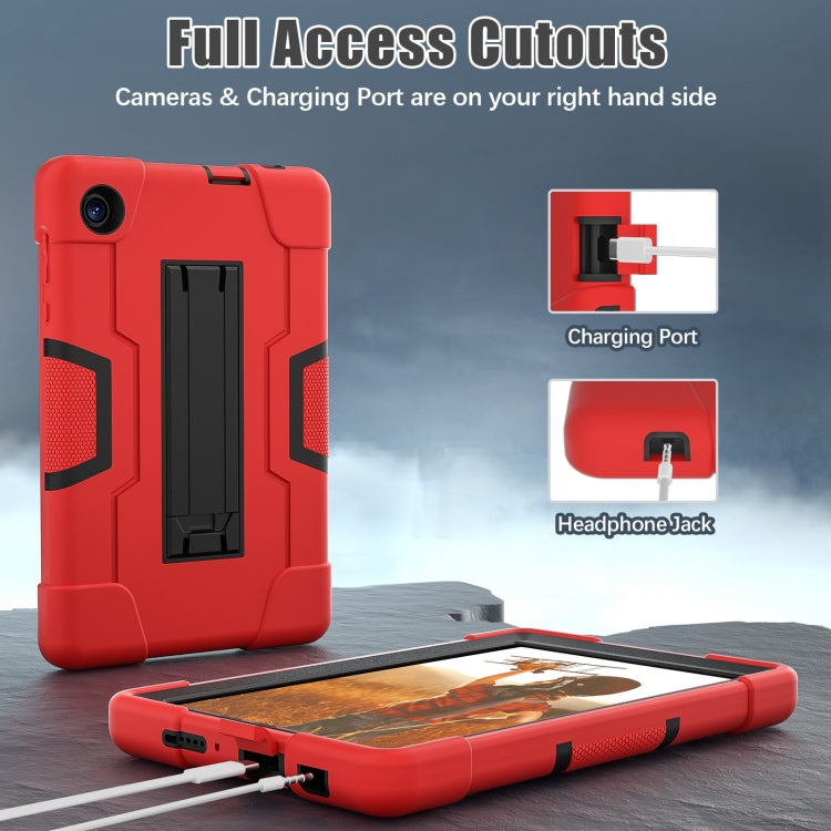 For TCL Tab 8 LE / WiFi Contrast Color Silicone Hybrid PC Tablet Case with Holder(Red Black)
