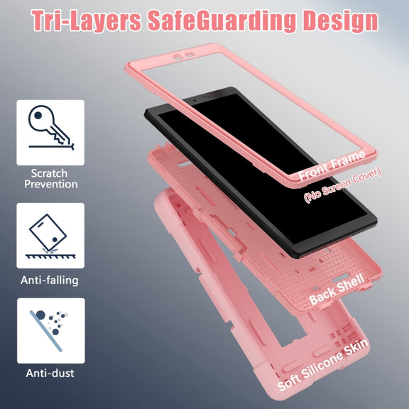 For TCL Tab 8 LE / WiFi Contrast Color Silicone Hybrid PC Tablet Case with Holder(Rose Gold)