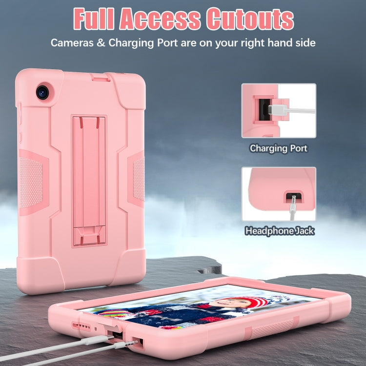 For TCL Tab 8 LE / WiFi Contrast Color Silicone Hybrid PC Tablet Case with Holder(Rose Gold)