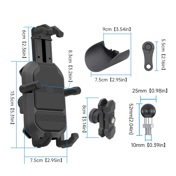 WUPP ZH-1848A2 Motorcycle Shock Absorption Riding Phone Navigation Holder, Style:M10 Ball Joint