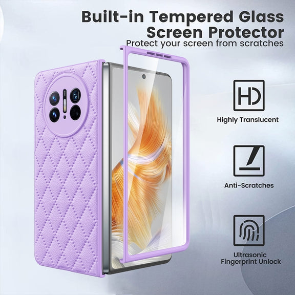 For Huawei Mate X3 Diamond Lattice Integrated Leather Phone Case(Purple)