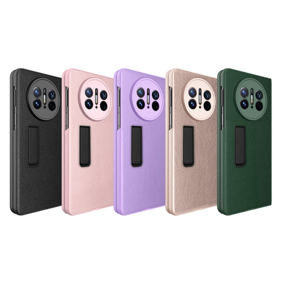 For Huawei Mate X3 Litchi Texture Integrated Shockproof Phone Case with Holder(Pink)