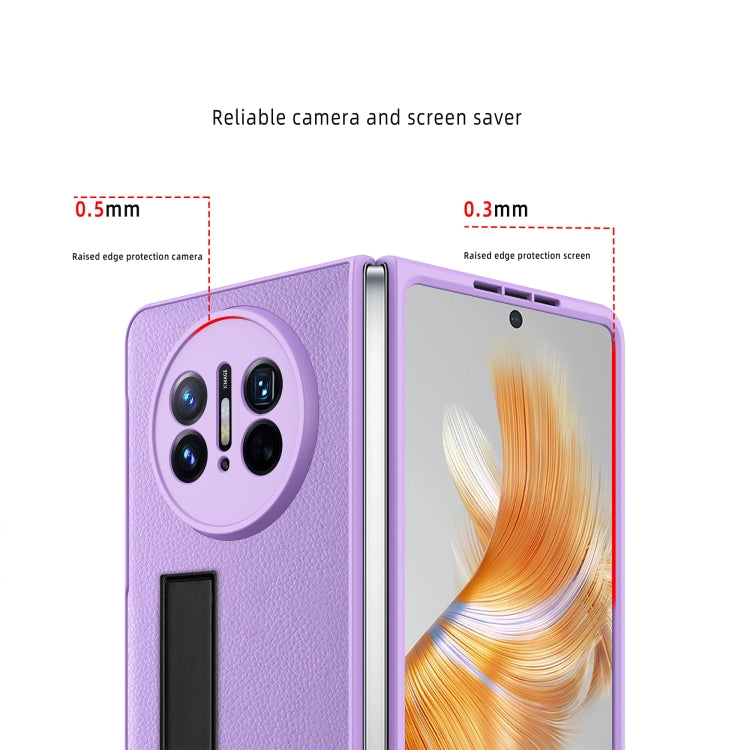 For Huawei Mate X3 Litchi Texture Integrated Shockproof Phone Case with Holder(Pink)