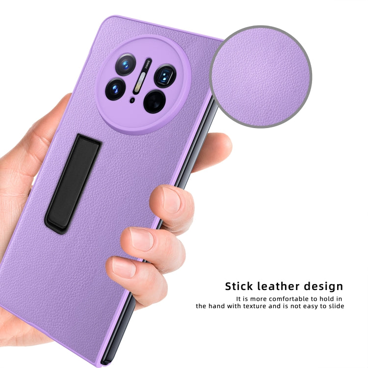 For Huawei Mate X3 Litchi Texture Integrated Shockproof Phone Case with Holder(Pink)