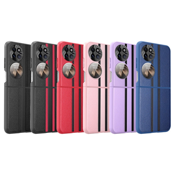 For Huawei P50 Pocket  Litchi Texture PU Shockproof Phone Case(Purple)