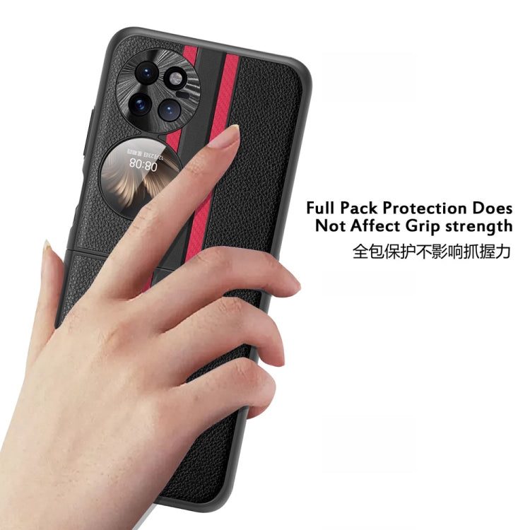 For Huawei P50 Pocket  Litchi Texture PU Shockproof Phone Case(Blue)