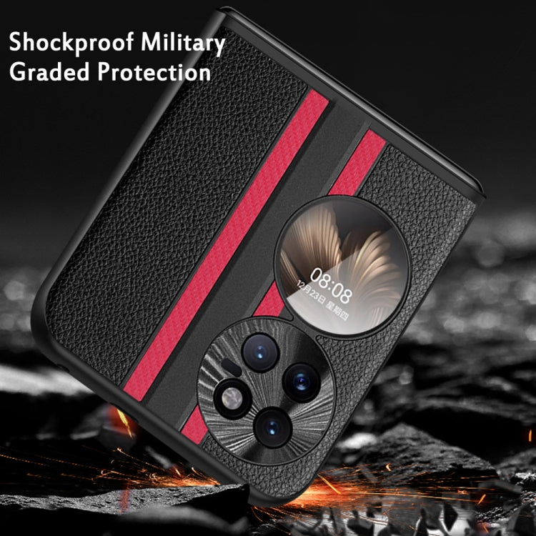 For Huawei P50 Pocket  Litchi Texture PU Shockproof Phone Case(Purple)