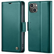 For iPhone 14 CaseMe 023 Butterfly Buckle Litchi Texture RFID Anti-theft Leather Phone Case(Pearly Blue)