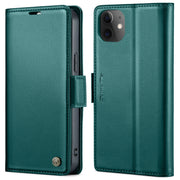 For iPhone 12 / 12 Pro CaseMe 023 Butterfly Buckle Litchi Texture RFID Anti-theft Leather Phone Case(Pearly Blue)