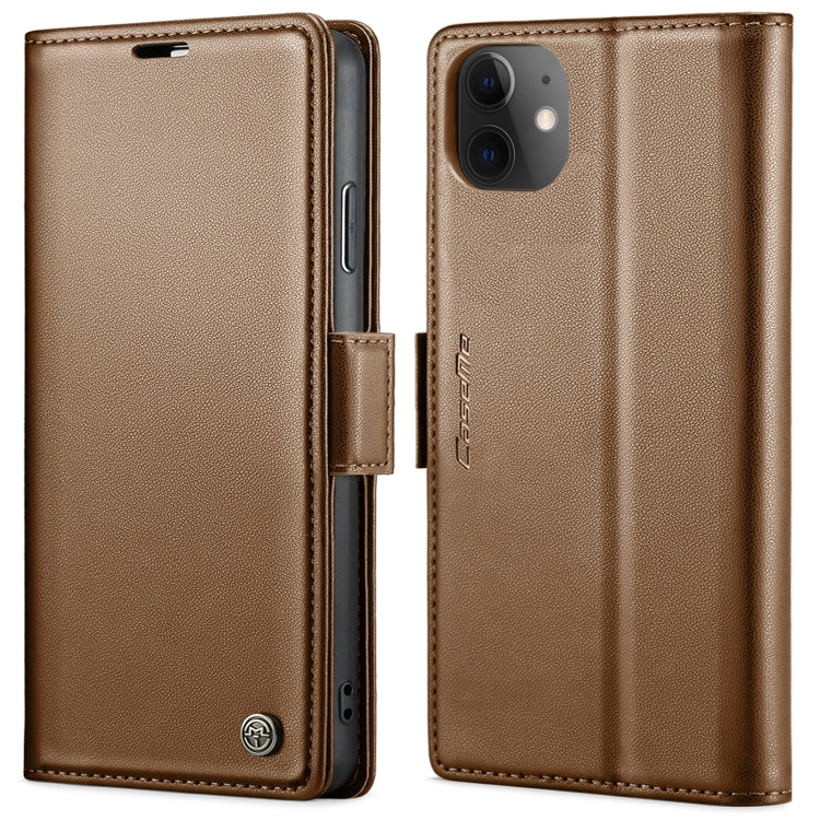 For iPhone 11 CaseMe 023 Butterfly Buckle Litchi Texture RFID Anti-theft Leather Phone Case(Brown)