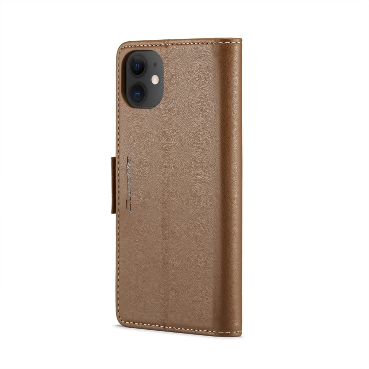 For iPhone 11 CaseMe 023 Butterfly Buckle Litchi Texture RFID Anti-theft Leather Phone Case(Brown)