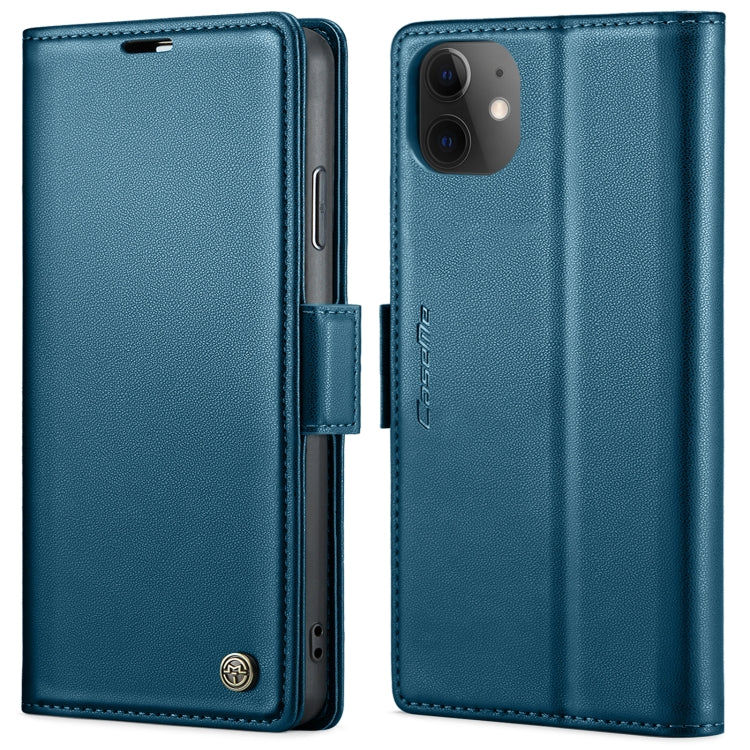 For iPhone 11 CaseMe 023 Butterfly Buckle Litchi Texture RFID Anti-theft Leather Phone Case(Blue)