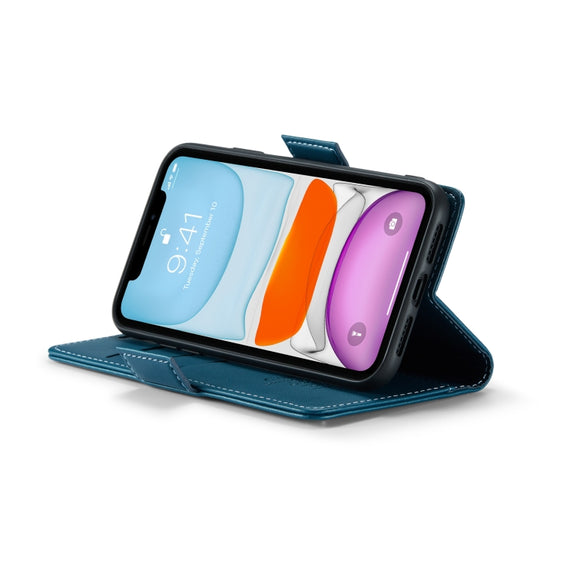 For iPhone 11 CaseMe 023 Butterfly Buckle Litchi Texture RFID Anti-theft Leather Phone Case(Blue)