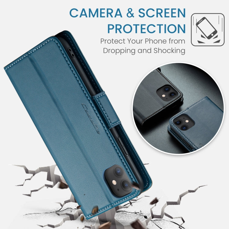 For iPhone 11 CaseMe 023 Butterfly Buckle Litchi Texture RFID Anti-theft Leather Phone Case(Blue)