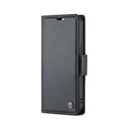 For iPhone 15 Plus CaseMe 023 Butterfly Buckle Litchi Texture RFID Anti-theft Leather Phone Case(Black)
