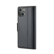 For iPhone 15 Plus CaseMe 023 Butterfly Buckle Litchi Texture RFID Anti-theft Leather Phone Case(Black)