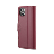 For iPhone 15 Plus CaseMe 023 Butterfly Buckle Litchi Texture RFID Anti-theft Leather Phone Case(Wine Red)