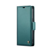 For iPhone 15 Plus CaseMe 023 Butterfly Buckle Litchi Texture RFID Anti-theft Leather Phone Case(Pearly Blue)