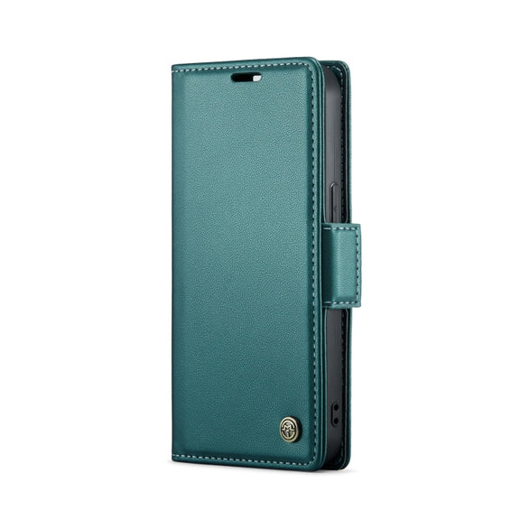 For iPhone 15 Plus CaseMe 023 Butterfly Buckle Litchi Texture RFID Anti-theft Leather Phone Case(Pearly Blue)