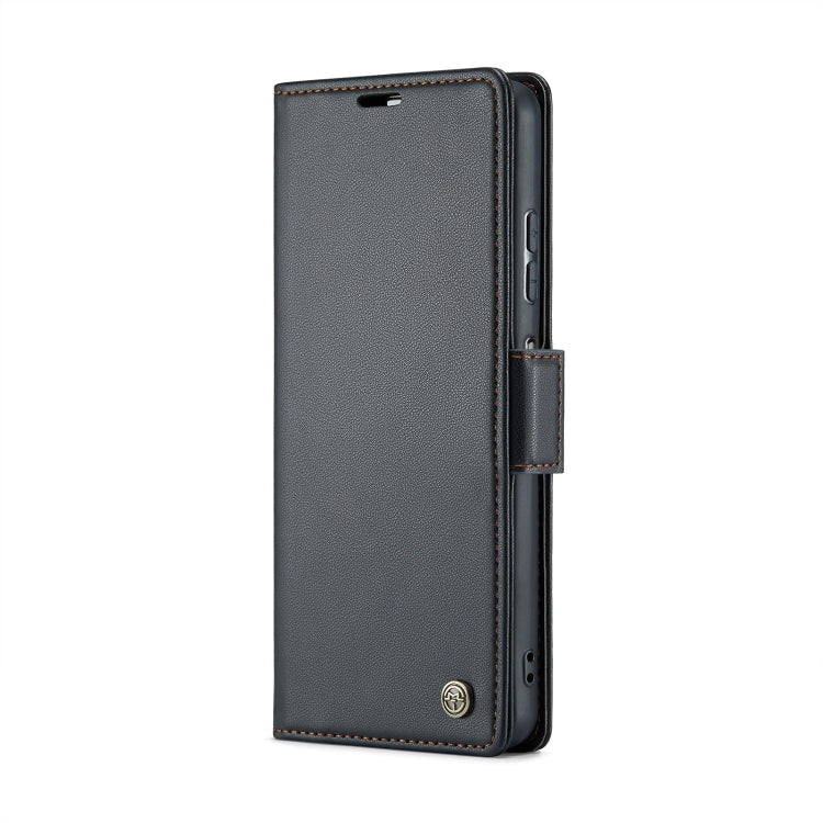 For Xiaomi Redmi Note 12 4G Global CaseMe 023 Butterfly Buckle Litchi Texture RFID Anti-theft Leather Phone Case(Black)
