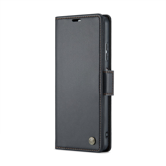 For Xiaomi Redmi Note 12 4G Global CaseMe 023 Butterfly Buckle Litchi Texture RFID Anti-theft Leather Phone Case(Black)