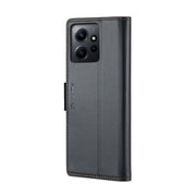 For Xiaomi Redmi Note 12 4G Global CaseMe 023 Butterfly Buckle Litchi Texture RFID Anti-theft Leather Phone Case(Black)