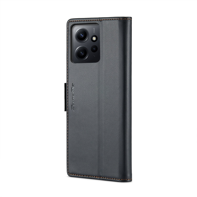 For Xiaomi Redmi Note 12 4G Global CaseMe 023 Butterfly Buckle Litchi Texture RFID Anti-theft Leather Phone Case(Black)