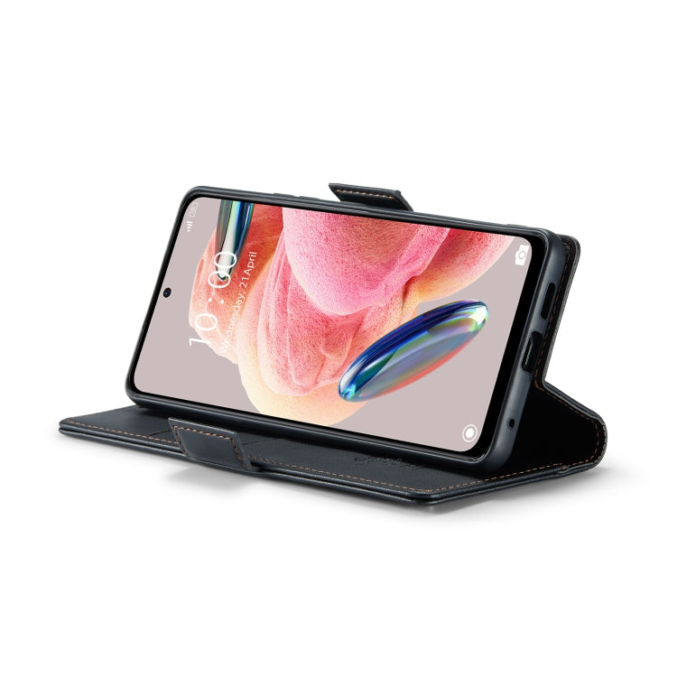 For Xiaomi Redmi Note 12 4G Global CaseMe 023 Butterfly Buckle Litchi Texture RFID Anti-theft Leather Phone Case(Black)