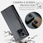 For Xiaomi Redmi Note 12 4G Global CaseMe 023 Butterfly Buckle Litchi Texture RFID Anti-theft Leather Phone Case(Black)