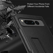 For Google Pixel Fold Litchi Texture Integrated Shockproof Phone Case with Holder(Purple)
