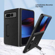 For Google Pixel Fold Litchi Texture Integrated Shockproof Phone Case with Holder(Purple)