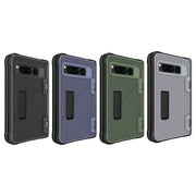 For Google Pixel Fold Twill Texture Integrated Shockproof Phone Case with Holder(Grey)