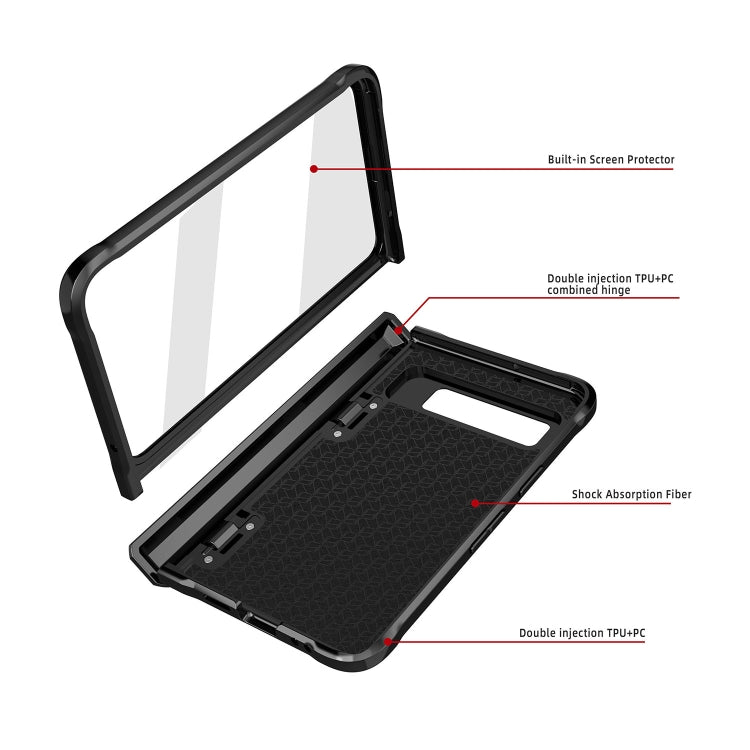 For Google Pixel Fold Twill Texture Integrated Shockproof Phone Case with Holder(Grey)