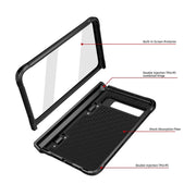 For Google Pixel Fold Twill Texture Integrated Shockproof Phone Case with Holder(Grey)