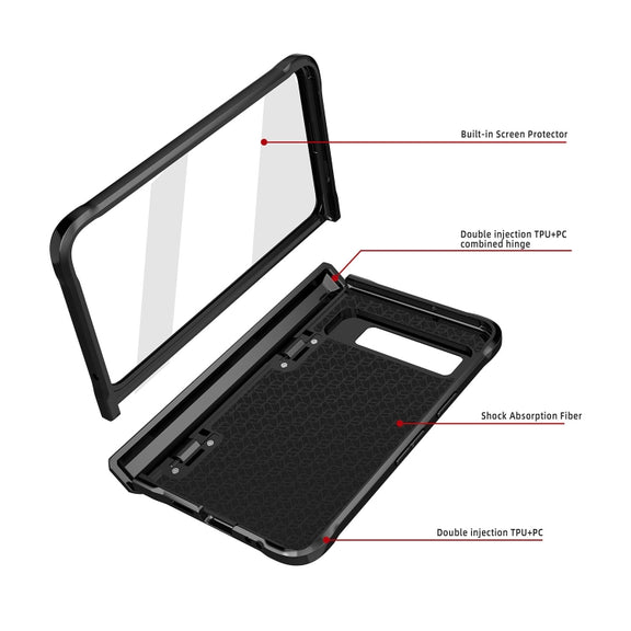 For Google Pixel Fold Twill Texture Integrated Shockproof Phone Case with Holder(Grey)
