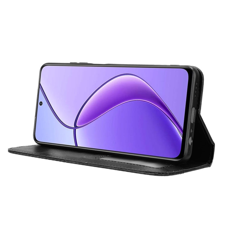 For Realme 12 / 12X 5G Magnetic Buckle Retro Texture Leather Phone Case(Black)