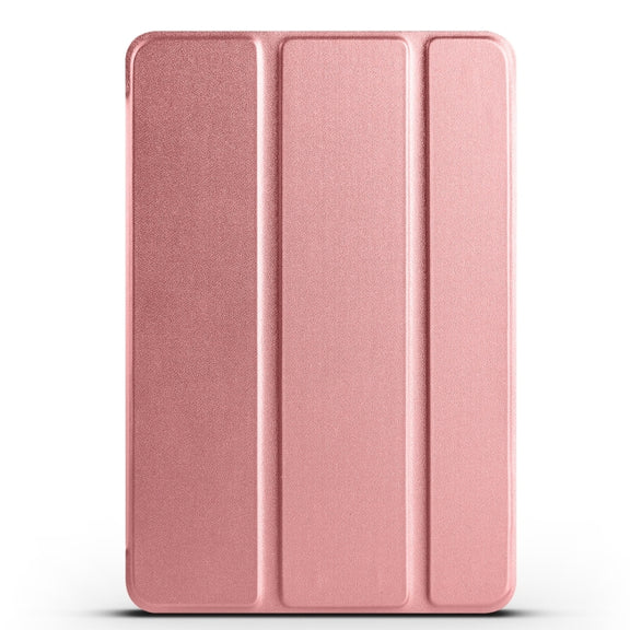 For iPad 9.7 2018 / 2017 / Air 2 / Air 3-folding TPU Horizontal Flip Leather Tablet Case with Holder(Rose Gold)