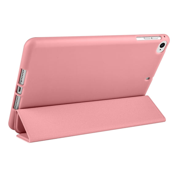 For iPad 9.7 2018 / 2017 / Air 2 / Air 3-folding TPU Horizontal Flip Leather Tablet Case with Holder(Rose Gold)