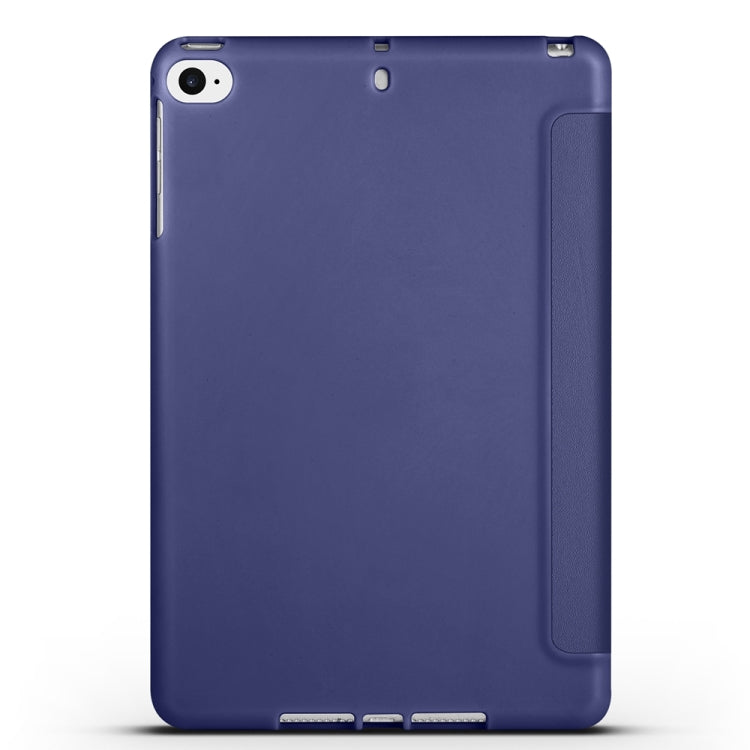 For iPad 9.7 2018 / 2017 / Air 2 / Air 3-folding TPU Horizontal Flip Leather Tablet Case with Holder(Dark Blue)